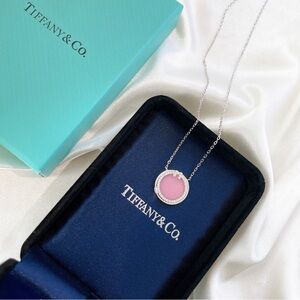 Tiffany T Diamond And Pink Opal Circle Pendant In Rose Gold